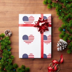 Papier Cadeau Cœur de drapeau américain