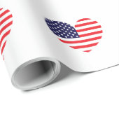 Papier Cadeau Cœur de drapeau américain (Coin rond)