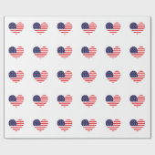 Papier Cadeau Cœur de drapeau américain (Plat)