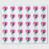 Papier Cadeau Coeur de fille de football avec nom (Plat)