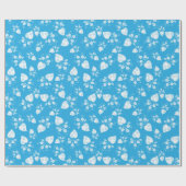 Papier Cadeau Coeur de fleur bleu avec fleurs motif (Plat)