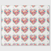 Papier Cadeau Cœur de koala mignon (Plat)