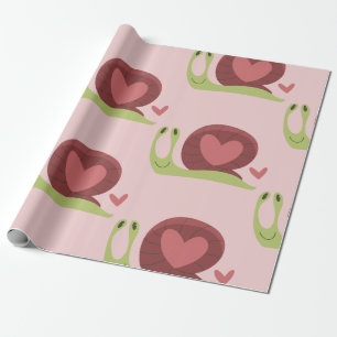Papier Cadeau coeur de l'escargot amour valentines mignonette