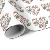 Papier Cadeau Coeur de Noël Joy (Coin rond)