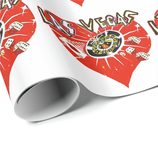 Papier Cadeau Coeur de rouge de Las Vegas (Coin rond)