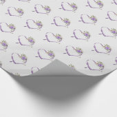 Papier Cadeau coeur de ruban violet mariage (Coin)