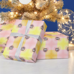 PAPIER CADEAU COEUR DE TIGRE JAUNE ROSE MIGNON