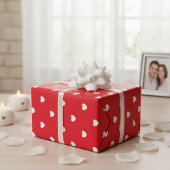 Papier Cadeau Cœur doux rouge et blanc pour la Saint-Valentin
