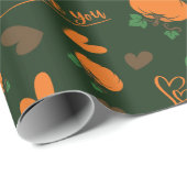 Papier Cadeau Coeur et Merci citrouille Thanksgiving en continu (Coin rond)