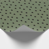 Papier Cadeau Coeur franc et noir jeté sur vert olive solide (Coin)