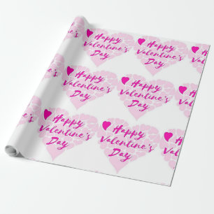PAPIER CADEAU COEUR "HEUREUSE SAINTE-VALENTIN"