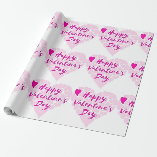 PAPIER CADEAU COEUR "HEUREUSE SAINTE-VALENTIN" (Déroulé)