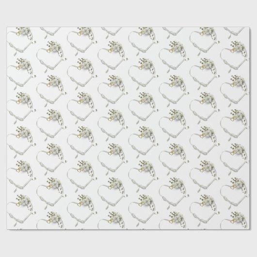 Papier Cadeau coeur mariage de ruban blanc (Plat)
