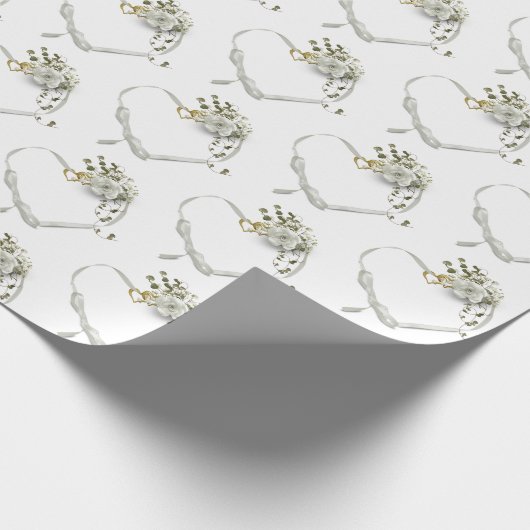 Papier Cadeau coeur mariage de ruban blanc (Coin)