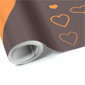 Papier Cadeau Coeur mignon Moderne Orange (Coin rond)