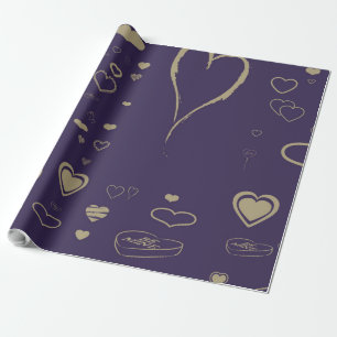 Papier Cadeau Coeur mignon moderne violet foncé