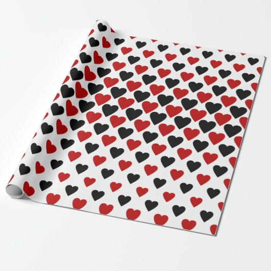 Papier Cadeau Coeur noir et rouge Valentine (Déroulé)