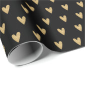 Papier Cadeau Coeur or élégant (Coin rond)