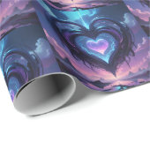 Papier Cadeau Coeur pourpre (Coin rond)