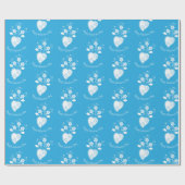 Papier Cadeau Coeur romantique bleu portugais (Plat)