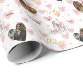 Papier Cadeau Coeur romantique personnalisé avec photos et noms (Coin rond)