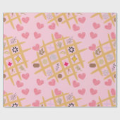 Papier Cadeau Coeur rose et Abstrait (Plat)