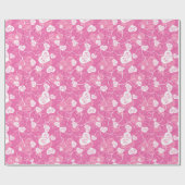 Papier Cadeau Coeur rose floral (Plat)