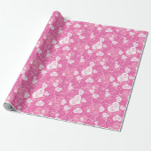 Papier Cadeau Coeur rose floral (Déroulé)
