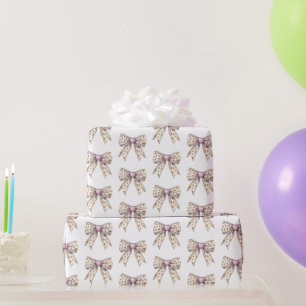 Papier Cadeau Coeur rose léopard fille Bow Anniversaire