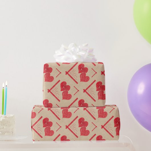 Papier Cadeau coeur rouge amour Saint Valentin (Cadeaux de fête)