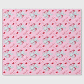 Papier Cadeau coeur rouge avec arc blanc romantique (Plat)