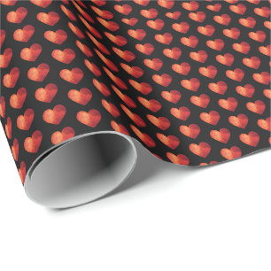 Papier Cadeau Coeur rouge cristal polygonal moderne