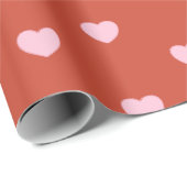 Papier Cadeau Coeur rouge et rose Saint-Valentin (Coin rond)