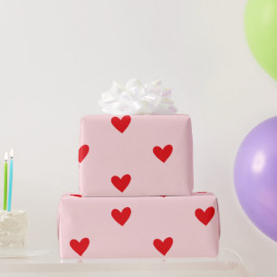 Papier Cadeau Coeur rouge et rose Saint-Valentin