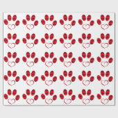 Papier Cadeau Cœur Rouge Patte (Plat)