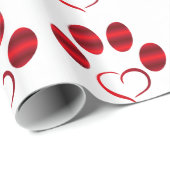 Papier Cadeau Cœur Rouge Patte (Coin rond)