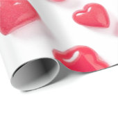 Papier Cadeau coeur rouge rose (Coin rond)