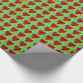 Papier Cadeau coeur rouge sur papier motif vert (Coin)