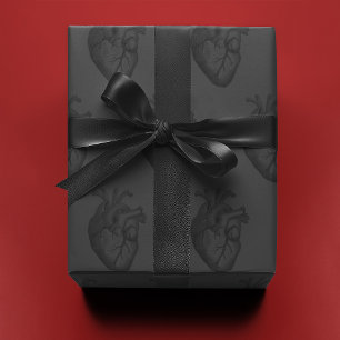 Papier Cadeau Coeur sur gris  