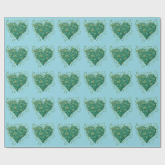 Papier Cadeau Coeur vert à l'intérieur