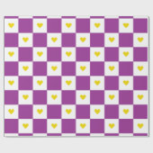 Papier Cadeau Cœur violet et jaune (Plat)