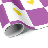 Papier Cadeau Cœur violet et jaune (Coin rond)
