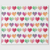 Papier Cadeau Cœurs à l'aquarelle - Amour (Plat)
