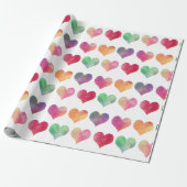 Papier Cadeau Cœurs à l'aquarelle - Amour (Déroulé)