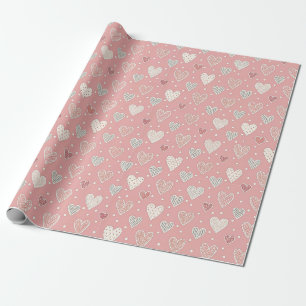 Papier Cadeau Coeurs à motifs Saint-Valentin Anniversaire