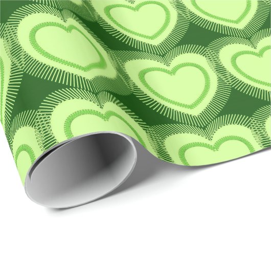 Papier Cadeau Coeurs Abstraits modernes - Vert citron vert (Coin rond)