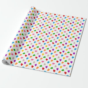 Papier Cadeau Cœurs Amour Motif Design Blanc Coloré