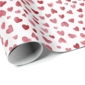Papier Cadeau Cœurs Amour Roses Rouges Blancs (Coin rond)