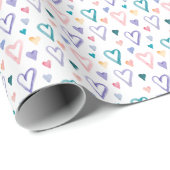 Papier Cadeau Coeurs aquarelle (Coin rond)