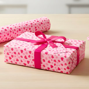 Papier Cadeau Cœurs Aquarelle Rose Pâle Cadeau de la Saint-Valen